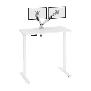 Bestar Viva 48-in Electric Standing Desk with Monitor Arms - White