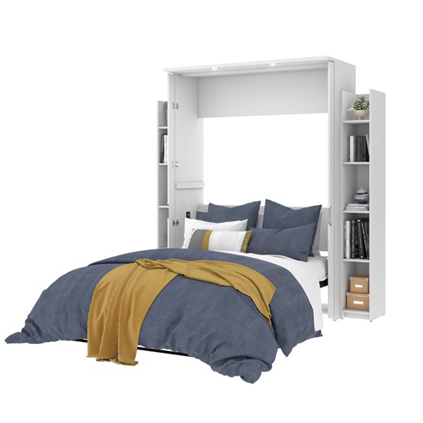 Bestar Lumina Full Murphy Bed with 2 Shelving Units - White