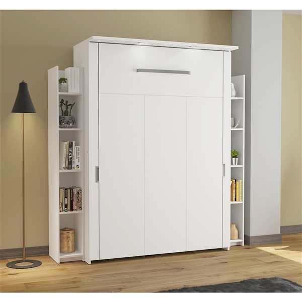 Bestar Lumina Full Murphy Bed with 2 Shelving Units - White