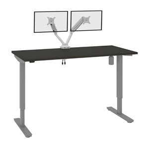 Bestar Upstand 60-in Standing Desk with Dual monitor arm - Deep Grey