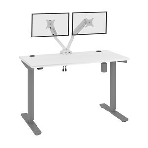 Bestar Upstand 48-in Standing Desk with Dual monitor arm - White