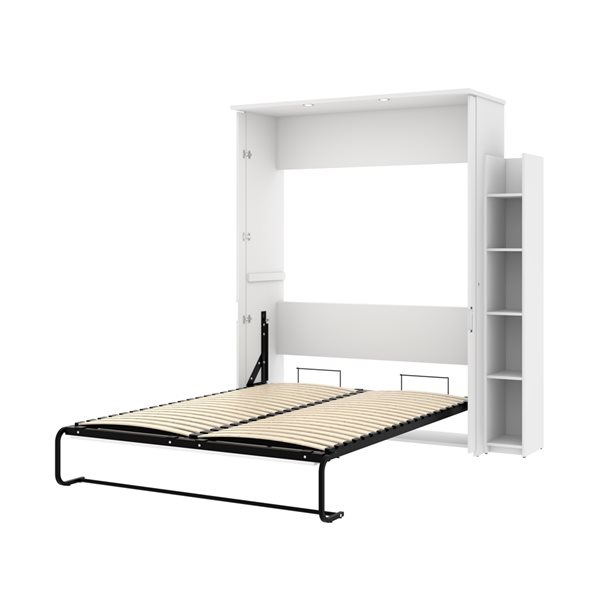 Bestar Lumina Queen Murphy Bed with Shelving Unit - White