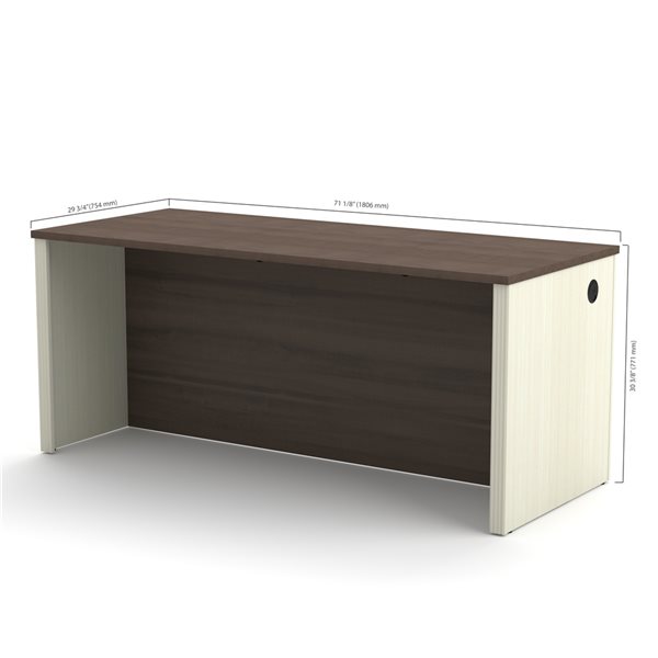 Bestar Prestige + 72-in Desk Shell - White Chocolate and Antigua