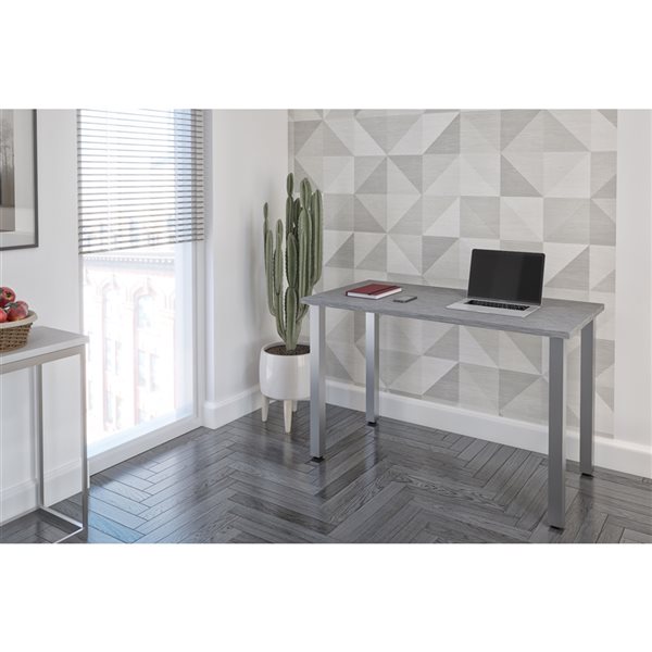 Bestar Universel 48-in Table Desk With Square Metal Legs - Silver Grey ...