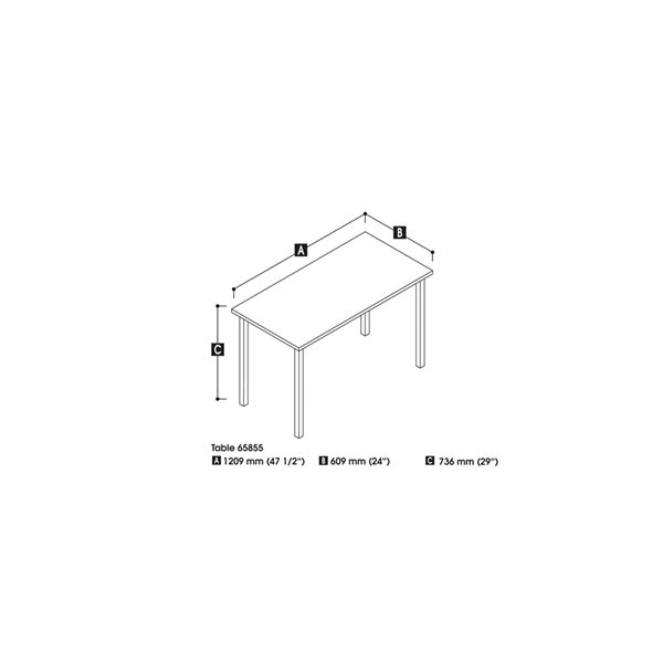 Bestar Universel 48-in Table Desk with Square Metal Legs - Bark Grey