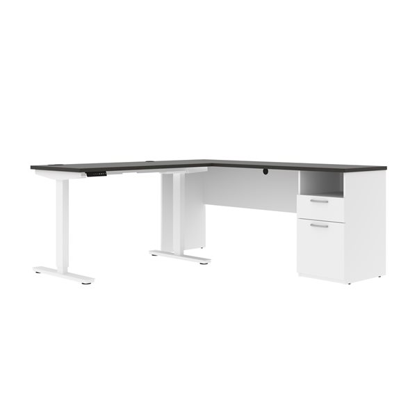 Bestar Upstand 72-in L-Shaped Electric Standing Desk - Deep Grey and White  175852-000032 | RONA
