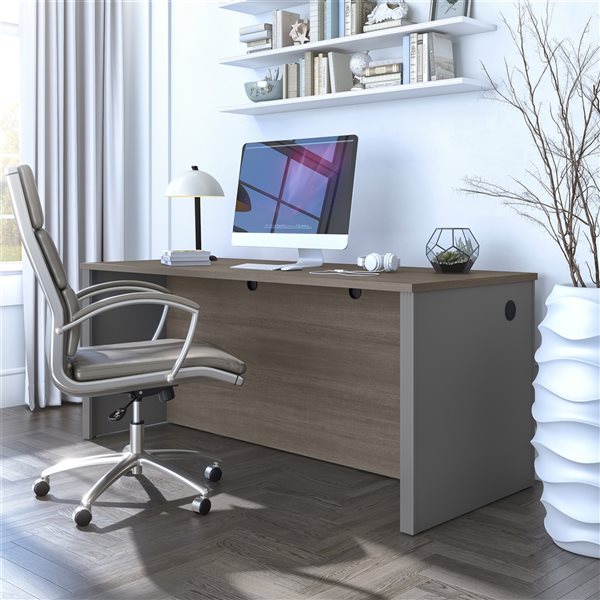 Bureau sans caisson de 72 po Prestige+ de Bestar, gris écorce et ardoise