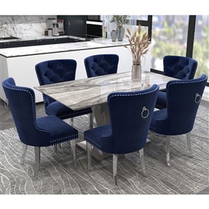 !nspire Grey/Navy Dining Room Set with Rectangular Table - 7-Piece