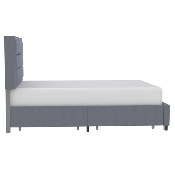 !nspire Grey King Upholstered Bed with Integrated Storage and Adjustable Headboard