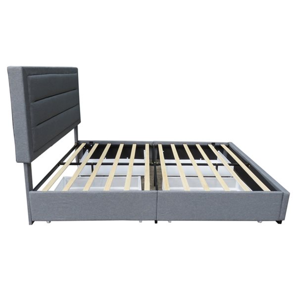 !nspire Grey King Upholstered Bed with Integrated Storage and Adjustable Headboard