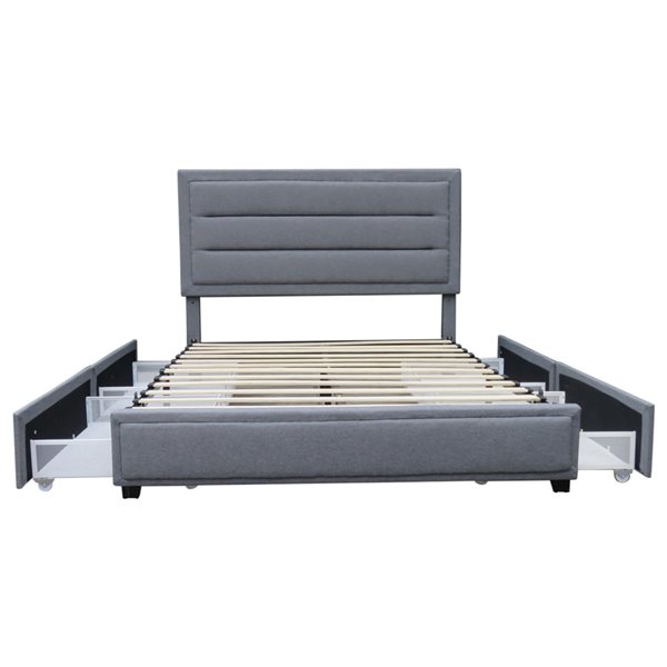 !nspire Grey King Upholstered Bed with Integrated Storage and Adjustable Headboard