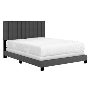WHI Charcoal Grey Queen Fabric Upholstered Bed