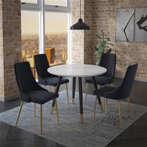 !nspire White/Black Dining Room Set with Round Table - 5-Piece