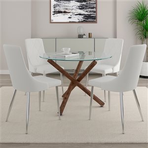 !nspire Walnut/White Dining Room Set with Round Table - 5-Piece