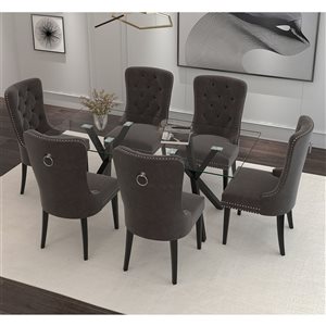 !nspire Contemporary Black/Grey Dining Room Set with Rectangular Table - 7-Piece