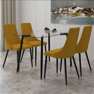!nspire Black/Mustard Dining Room Set with Rectangular Table - 5-Piece