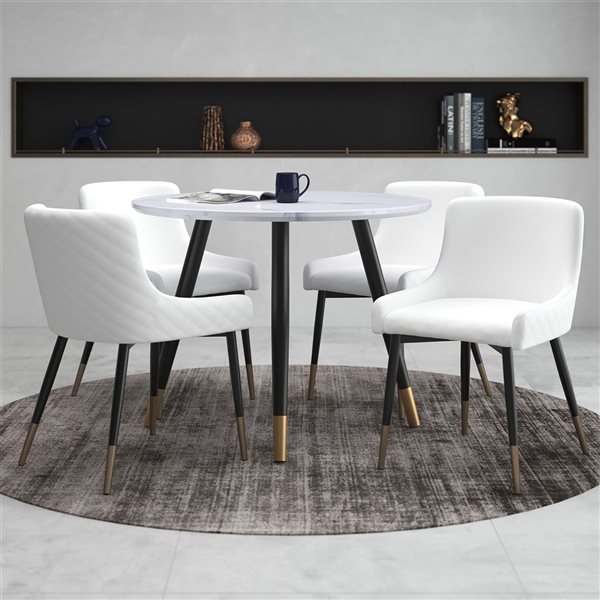 !nspire White Dining Room Set with Round Table - 5-Piece