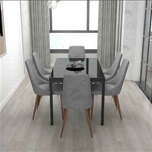 !nspire Modern Black/Grey Dining Room Set with Rectangular Table - 7-Piece