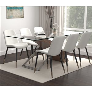 !nspire Walnut/Ivory Dining Room Set with Rectangular Table - 7-Piece