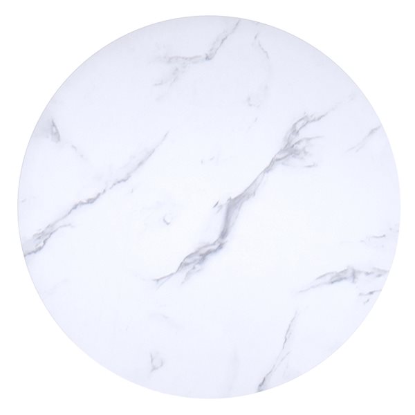 !nspire White Faux Marble Round Fixed Standard (30-in H) Dining Table with Black Metal Base