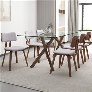 !nspire Walnut/Grey Dining Room Set with Rectangular Table - 7-Piece