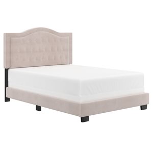 WHI Pink Full Velvet Upholstered Bed
