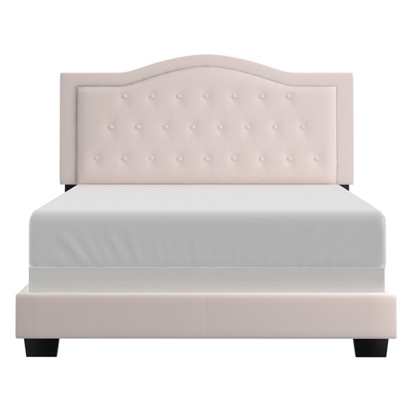 WHI Blush Pink Queen Velvet Upholstered Bed