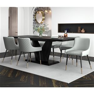 !nspire Black/Light Grey Dining Room Set with Rectangular Table - 7-Piece