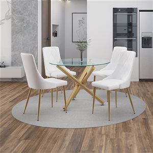 !nspire Aged Gold/White Dining Room Set with Round Table - 5-Piece