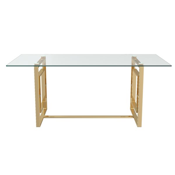 Table rectangulaire fixe !nspire standard (30 po h.) en verre avec base en métal doré