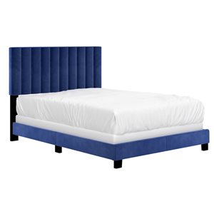 WHI 54-in Blue Full Velvet Upholstered Bed
