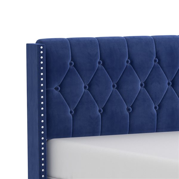WHI Blue King Velvet Upholstered Bed
