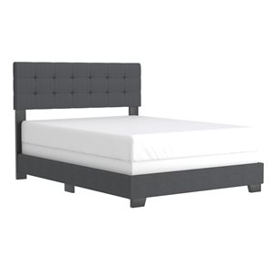 WHI Modern Charcoal Grey Queen Fabric Upholstered Bed