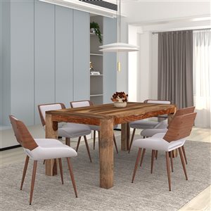 !nspire Natural Wood/Grey Dining Room Set with Rectangular Table - 7-Piece