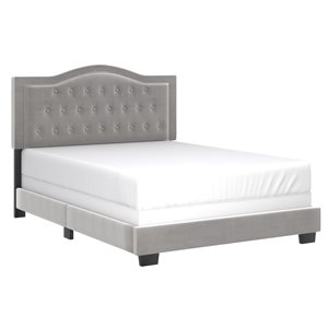 WHI Light Grey Queen Velvet Upholstered Bed