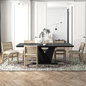 !nspire Black/Beige Dining Room Set with Rectangular Table - 7-Piece