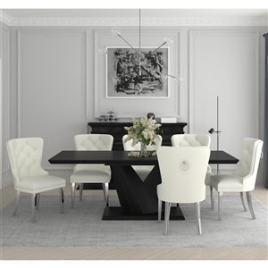 !nspire Contemporary Black/Ivory Dining Room Set with Rectangular Table - 7-Piece