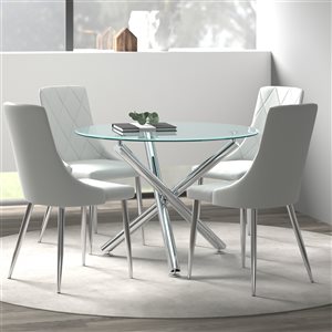 !nspire Chrome/Grey Dining Room Set with Round Table - 5-Piece
