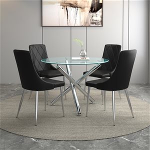 !nspire Chrome/Black Dining Room Set with Round Table - 5-Piece
