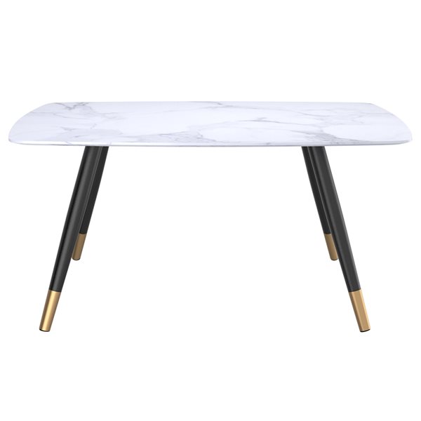 !nspire White Faux Marble Rectangular Fixed Standard (30-in H) Dining Table with Black Metal Base