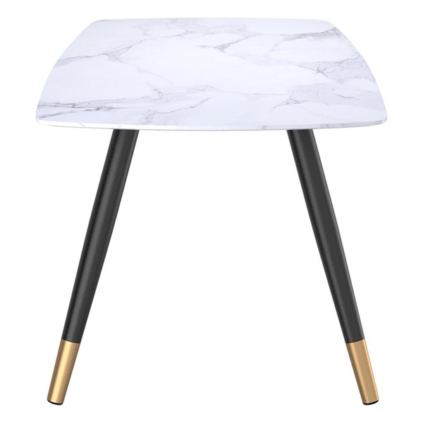!nspire White Faux Marble Rectangular Fixed Standard (30-in H) Dining Table with Black Metal Base