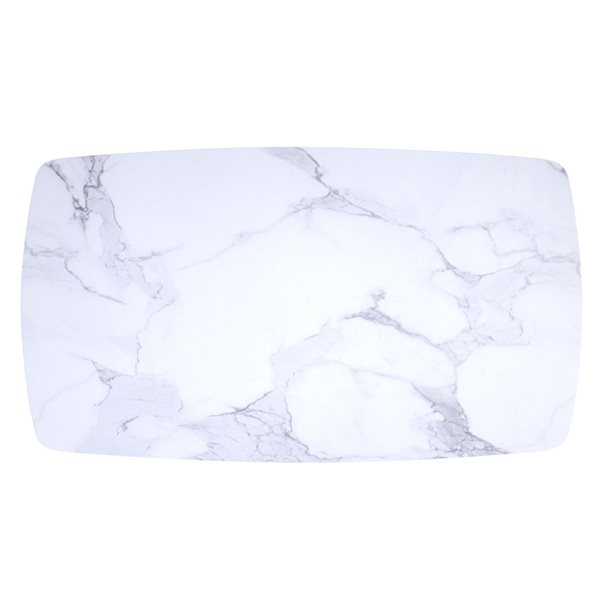 !nspire White Faux Marble Rectangular Fixed Standard (30-in H) Dining Table with Black Metal Base
