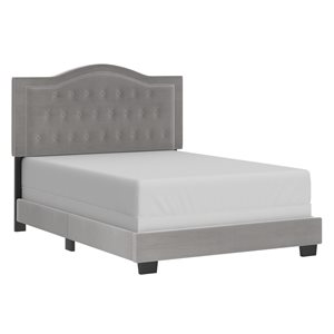 WHI Light Grey Full Velvet Upholstered Bed