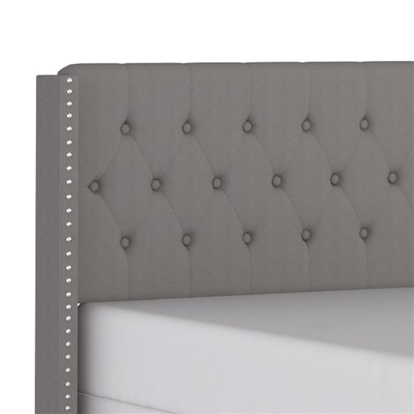 WHI Modern Light Grey Full Fabric Upholstered Bed