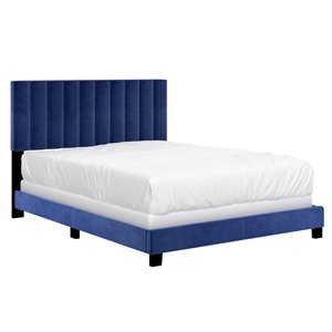 WHI 60-in Blue Queen Velvet Upholstered Bed