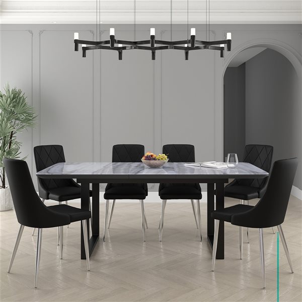 !nspire Black Dining Room Set with Rectangular Table 63-in with Chairs 7-Piece