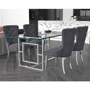 !nspire Silver/Grey Dining Room Set with Rectangular Table - 7-Piece