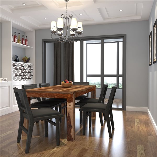 Nspire Natural Wood Charcoal Grey, Charcoal Gray Dining Room Set