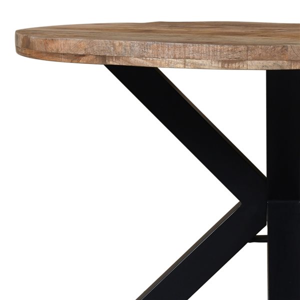 Ensemble de salle à manger en bois naturel et gris anthracite !nspire avec table ronde, 5 pièces