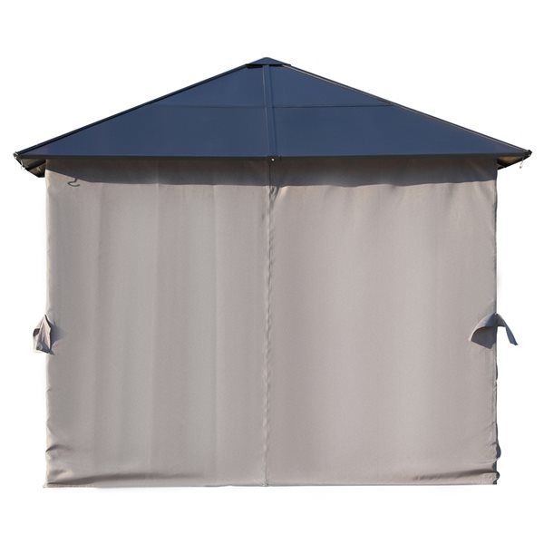 Outsunny Black and Dark Grey Metal 9.8-ft x 9.8-ft Square Permanent Gazebo with Polycarbonate Roof